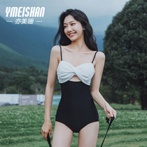 One-piece swimsuit female Korean ins wind sexy thin hot spring small chest swimming suit 2021 new seaside summer