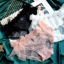 Day Ensemble Adorable Polo Dot Sweet Loretta Girl Butterfly Knot Lace Sexy Pants Woman Mid Waist Lady Triangle Pants