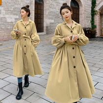 Net red pregnant womens clothing spring and autumn fashion windbreaker coat skirt 2021 early autumn new large size womens dress long