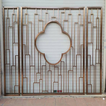 Customized stainless steel screen new Chinese living room partition metal porch hollow rose gold simple flower background wall