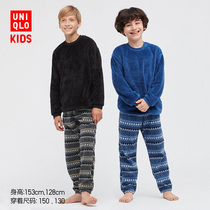 Uniqlo autumn and winter childrens clothing boys and girls fleece set warm fleece (long sleeve fashion Home) 439431