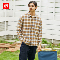 Uniqlo mens flannel plaid shirt (long sleeve autumn and winter casual soft grinding) 441775