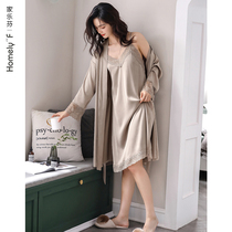 Sleepwear Women Sleeping Robes Bathrobes Spring Autumn Silk Ice Silk Spring Summer Emulated Silk Harnesses Sleeping Skirts Sexy Two Suits