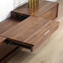 Laser projector solid wood TV cabinet Nordic black walnut white oak living room multi-function telescopic low cabinet floor cabinet
