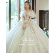 odelia net celebrity high-end one-shoulder big tail wedding dress high-end super fairy luxury bride 2021 new