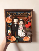 Soft pottery clay doll wedding gift DIY creative handmade frame painting custom couple girlfriends little red book gift