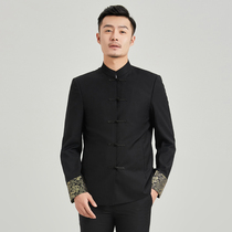 Li collar Tang suit mens single slim youth Chinese style dragon pattern Chinese buckle wedding wedding coat autumn