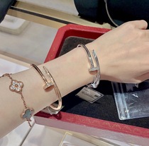Nail bracelet 18K rose gold diamond-set card home bracelet ins wind fashion wild classic diamond-free star with the same