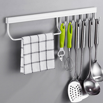 Punch-free kitchen adhesive hook wall hanging kitchen and bathroom pendant clothes hook hook Spatula hook space aluminum hanger hook rack