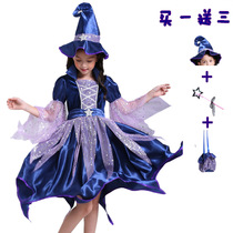 Halloween children witch cosplay performance dress masquerade ball party witch vampire performance costume