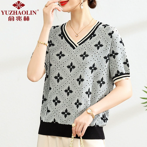 Шелковая летняя одежда для матери, футболка для пожилых людей, летний комплект, коллекция 2023, короткий рукав, для среднего возраста