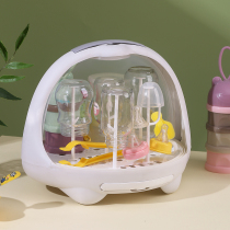 Baby bottle storage box milk bottle drying rack dustproof with lid drain transparent baby tableware storage box large