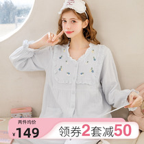 Home time confinement clothing summer thin section gauze pajamas for pregnant women spring and autumn pure cotton postpartum May 6 breathable home clothing