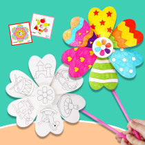 Kindergarten children spring outdoor parent-child toys DIY self-painted paper windmill blank wind-turning graffiti handmade materials