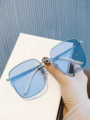 Модные комфортные светлые синие квадратные солнцезащитные очки для влюбленных