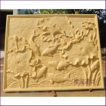  Sandstone round carving sculpture Sandstone relief Hotel club Restaurant Teahouse Corporate image wall brick carp lotus