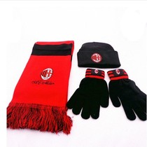 AcMilan supplies souvenirs surrounding acMilan team winter warm scarf gloves hat three-piece set