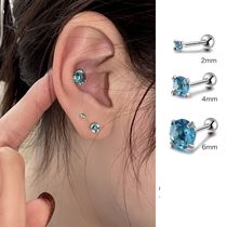 Blue Zircon Stone Screw Ear Nail Woman Raising Ear Hole Sleeping free of ear bone nails High feeling cochlear earrings earrings silver earrings