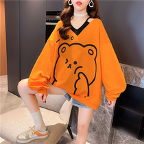 Spring and Autumn Large Size Fat Sister 200 Jin Sweater Women Long Sleeve Loose Top Maternity Fashion Little Man Cute