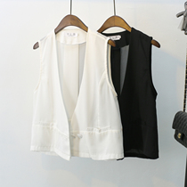 Chiffon short horse clip vest womens 2021 summer new loose top cardigan thin large size white waistcoat