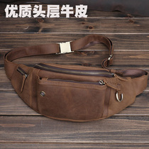 Han Edition Tide Fashion Retro Personality Mad Mappie Man Purse Head Layer Cow Leather Chest Bag Casual Sports Single Shoulder Inclined Satchel Bag