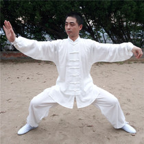 Cotton linen Taiji clothing spring and summer autumn morning exercise clothing middle-aged and elderly martial arts uniforms men and women linen Taijiquan suit