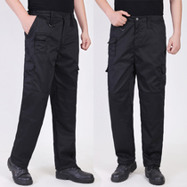 Security cotton pants mens cold-proof special training overalls cotton pants thickened black wear-resistant training pants womens autumn and winter new