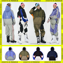 2021DIMITO Korean ski clothes warm waterproof style men and women single double board cardigan white powder gray atom