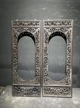 Old mahogany wood wood carved gourd butterfly pattern window grilles a pair of antique antique collection pendant hanging screen