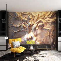 Bamboo Wood Fiber Nordic Wind Statue Background Wall Board Abstract Art Hotel Integrated Wall Panel Bedroom Bedside Wall Panel