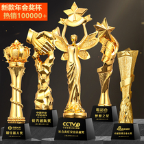 Trophy custom creative resin five-pointed star basket Football crown Year of the Ox Music Crystal medal custom company awards