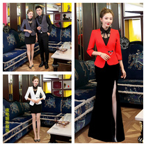 DJ princess work clothes Female KTV night young Master clothing Hotel guest welcome dress red autumn and winter seven-point sleeves