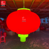 Outdoor Festive Wire Solar Street Lamp Pole Decorated Led Luminous Large Red Acrylic Plastic Lantern String Street Lamp