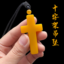 Huanglong Jade cross necklace for men and women religious keepsake pendant Jesus Jade pendant Jade jewelry