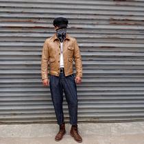 Sonny pro-choice welfare tobacco color cowhide retro style three-pocket leather mens leather