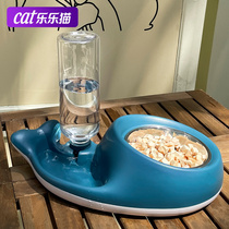 Cat bowl Double bowl automatic drinking water Dog food bowl Cat food bowl Cat drinking water Cat bowl Dog bowl integrated anti-tipping rice bowl