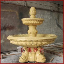 Sandstone sculpture imitation stone carving European-style flow pool Fountain Hotel Villa courtyard stone fountain decoration