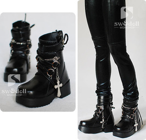 Details about   1/4 BJD Doll Shoes Black Short Leather Boots Model