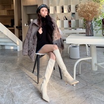Hyuna with the same pointed thin heel white boots women over the knee 2021 new high-barrel thin knight boots long boots