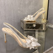 2021 summer new butterfly stiletto heels women crystal wedding shoes bridal wedding princess fairy silver sandals