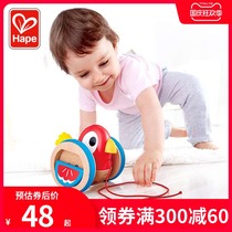 Hape drag Bird Children Baby Baby Baby wooden toddler hand pull rope rope educational toy 0-1 year old