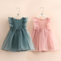  Baby round neck dress 2021 summer new girls  childrens clothing childrens vest skirt qz-4752