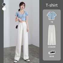 145 short taller white broadlegged pants woman Summer 150cm Hats high with lean small xxs high waist Western clothing pants