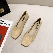  Fashion ins Goose yellow stitching Doudou xie soft surface single Spring and summer single 2021 xie shallow flat heel work