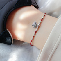 Original design this year sterling silver wishful safe lock bracelet foot rope anklet retro literary hand rope transfer gift