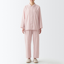 No-print good products MUJI Womens type No side sewn double layer yarn weasel-knit pyjamas