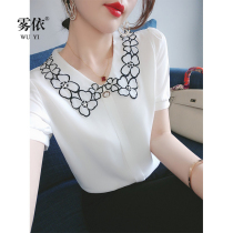 Fog Yi~fairy full of elegant age reduction 2021 summer new flower collar wild breathable chiffon shirt top
