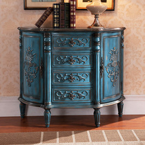 American porch cabinet porch table entry corridor porch cabinet retro old porch table hand-painted five-bucket storage cabinet