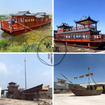 Wooden boat painting boat large water dining outdoor antique war European landscape decoration pirate electric sightseeing tour