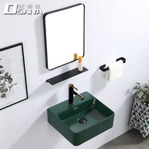 Wall-mounted washbasin Ceramic washbasin integrated basin Small apartment household bathroom small hanging basin washbasin combination